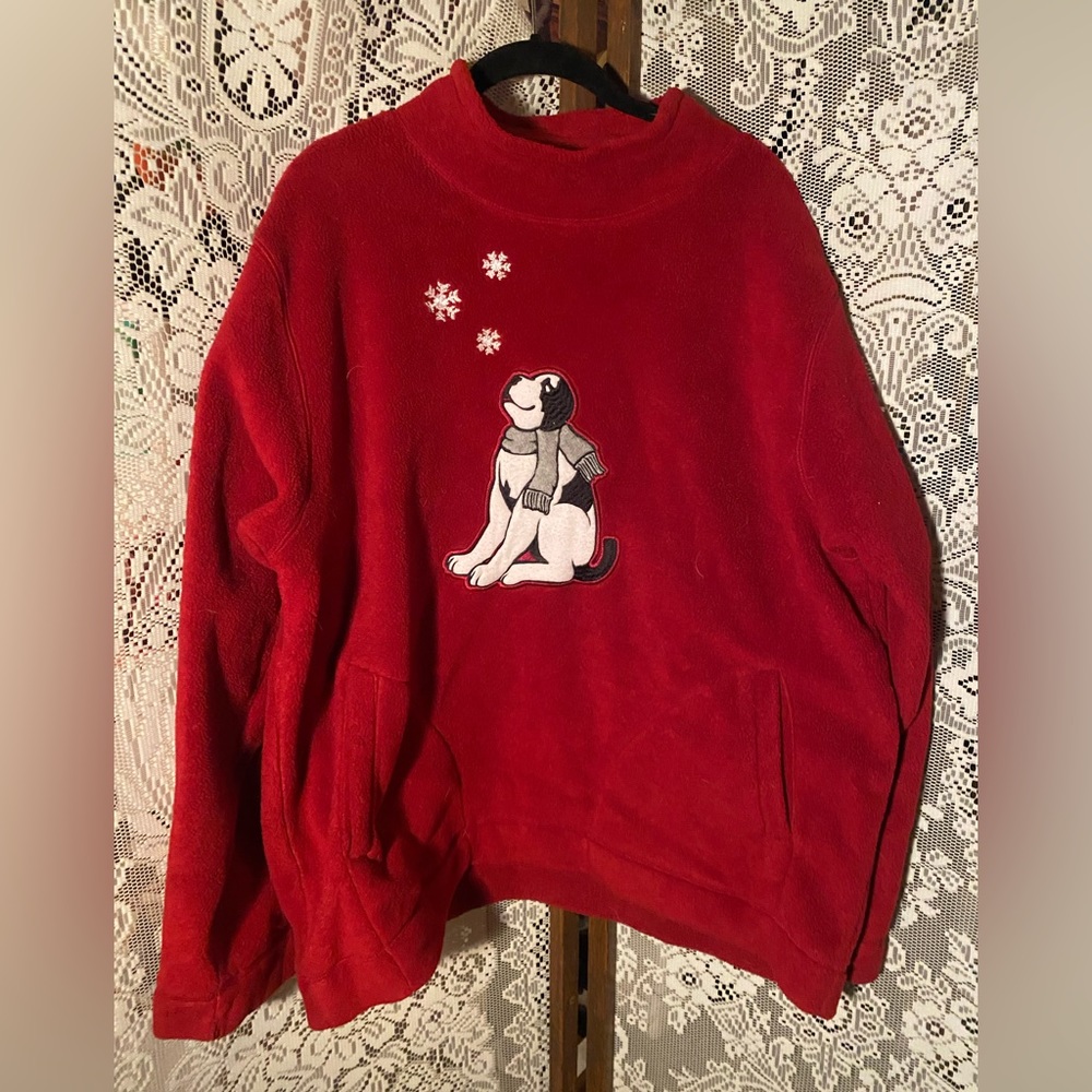 Comfy red dog crewneck
